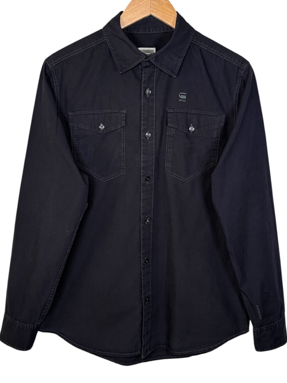 G-Star RAW Rivety Black Workwear Button Up Shirt Mens Large